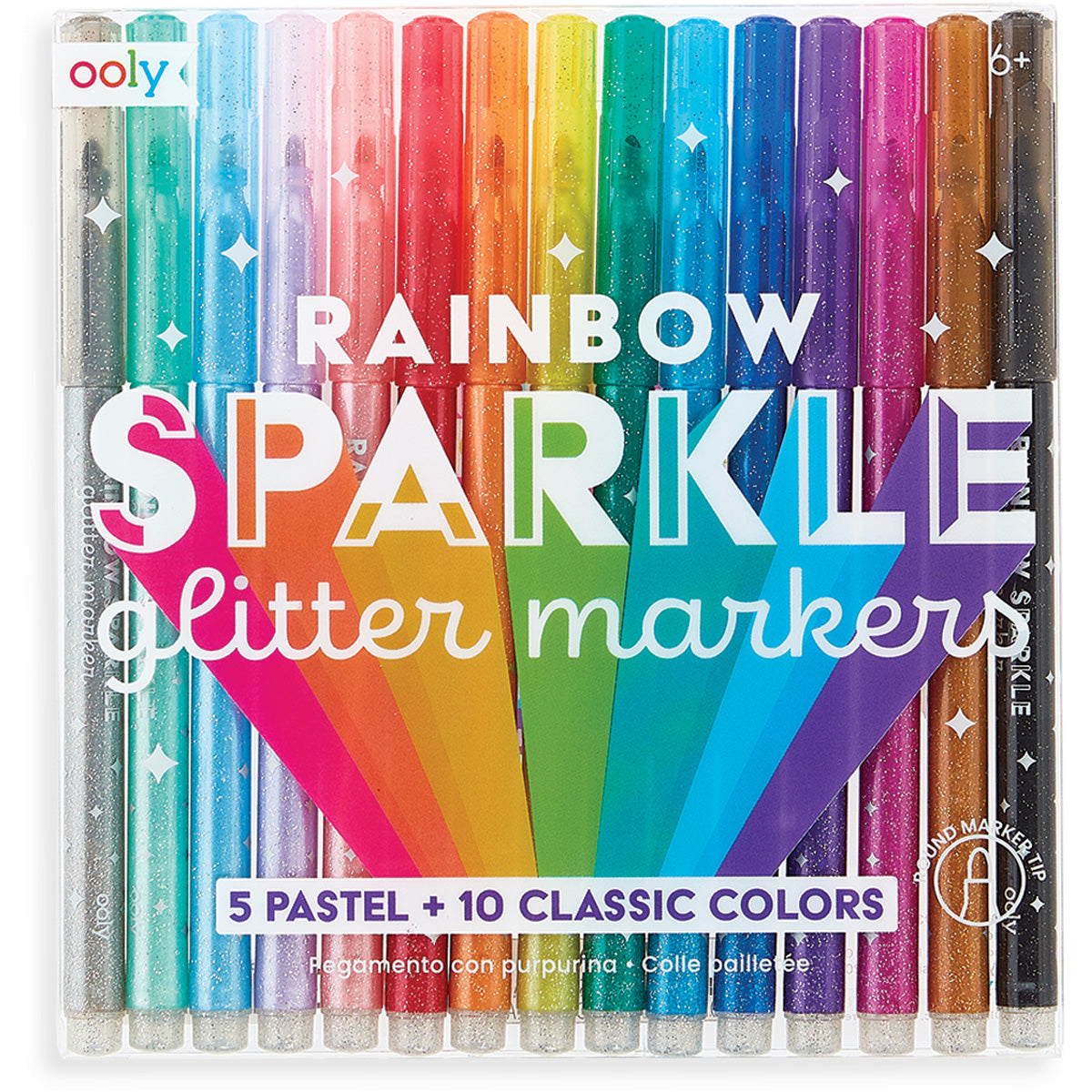 Rainbow Sparkle Glitter Markers – Set of 15