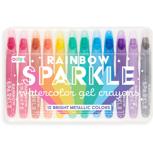 Rainbow Sparkle Watercolor Gel Crayons – Set of 12