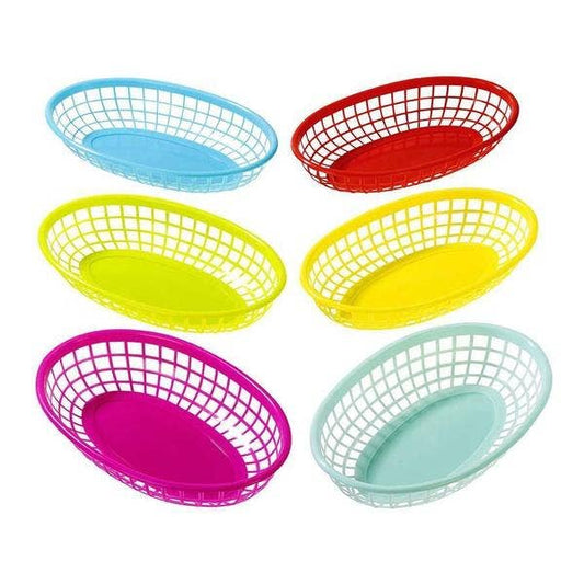 Colourful Plastic Food Baskets - 6 Pack