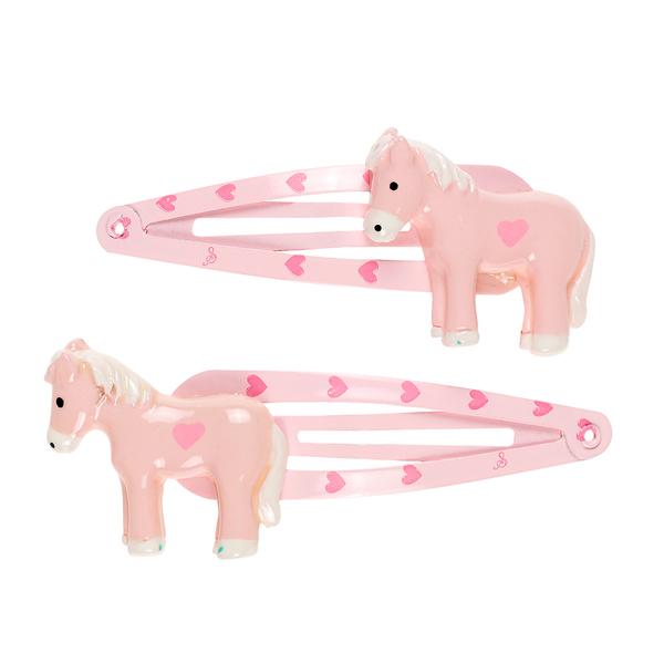 Hairclip Cira, horse light pink (2 pcs/card)