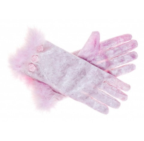 PAIRE DE GANTS EN VELOURS ROSE, POUR PRINCESSE PARFAITE