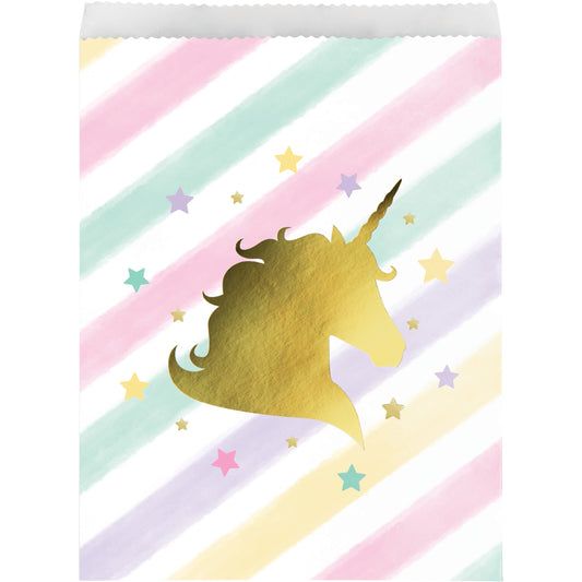 UNICORN SPARKLE LARGE PAPER TREAT BAGS FOIL STAMPED