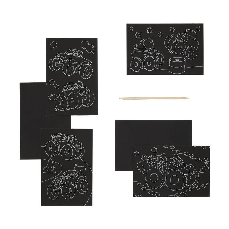 monster truck mini scratch and scribble art kit