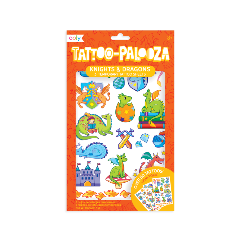 Tattoo-palooza temporary tattoos - knights and dragons