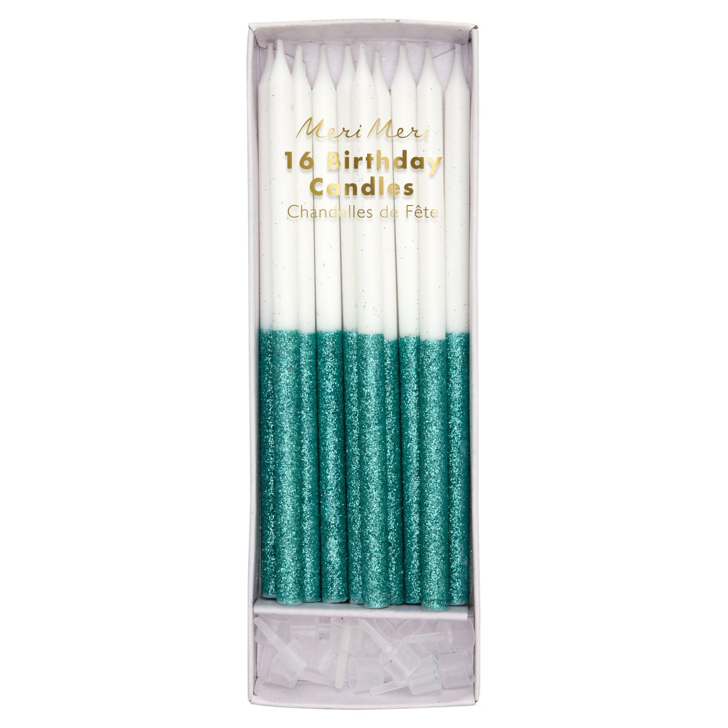 Green glitter dipped candles