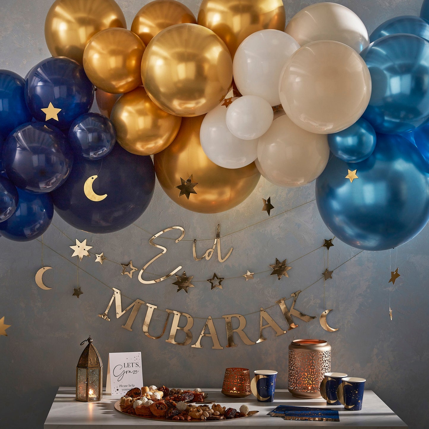 Navy & Gold Pop Out Moon Eid Paper Cups