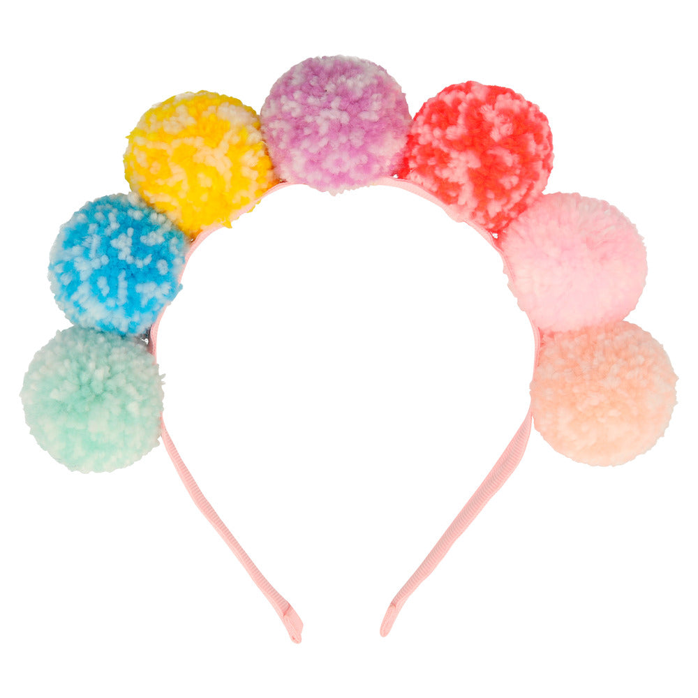 Rainbow pompom headband