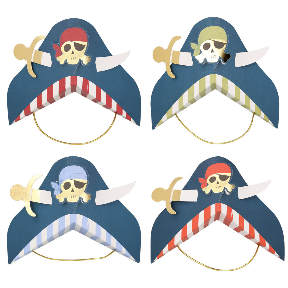 Chapeaux de fête pirates bleus