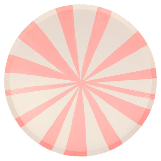 Pink stripe dinner plates L