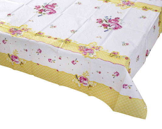 Vintage Yellow Floral Paper Table Cover