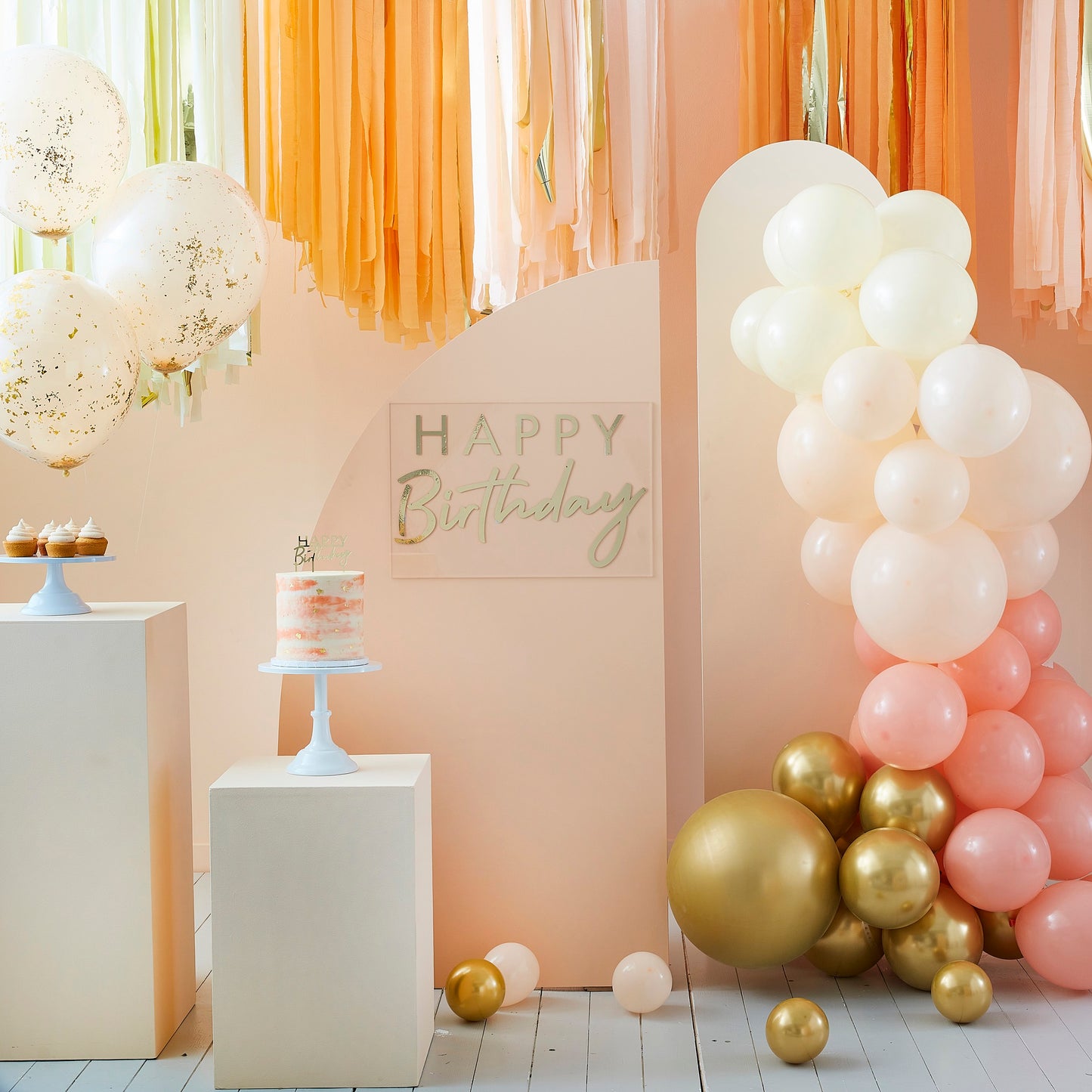 Peach Sprayed Orb Party Balloons