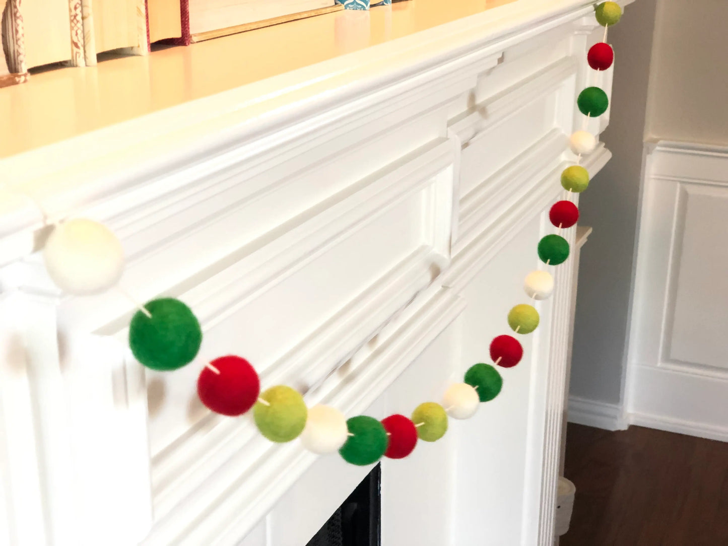 Joyful Wool Felt Ball Garland - Modern Boho Christmas Mantle