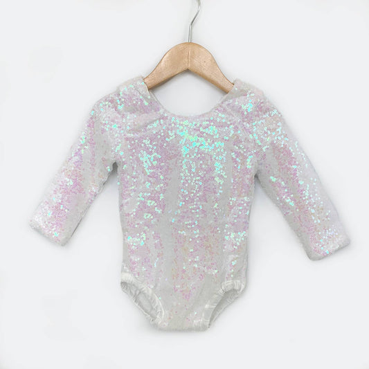 Iridescent Sequin Long Sleeve Leotard