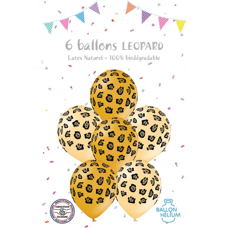 6 Ballons latex LEOPARD 30 cm