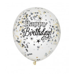 Glitter Birthday Confetti Balloons Pack of 6