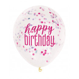 Party confetti Balloons Happy Birthday - PINK