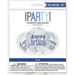 Party confetti Balloons Happy Birthday - BLUE- party decor