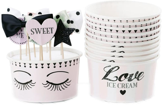 Ice cream set w/cups and deco rose