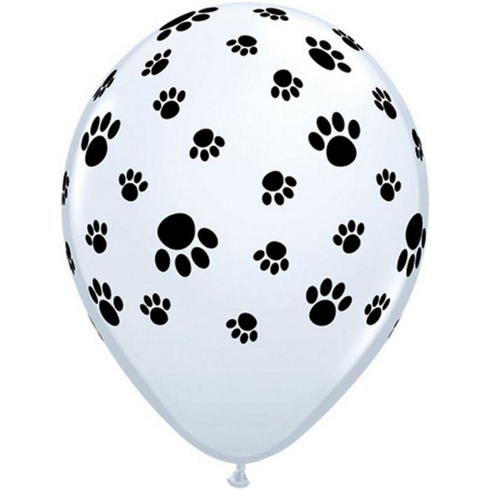 25 Ballons 11″ Empreintes de Pattes Blanc – Qualatex 