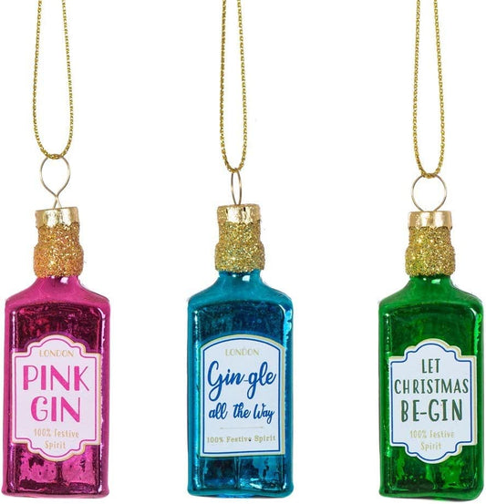 Gin Bottles Mini Bauble Set