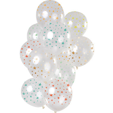 Ballons Etoiles Multi Couleurs Transparent 30cm - 12 pièces 