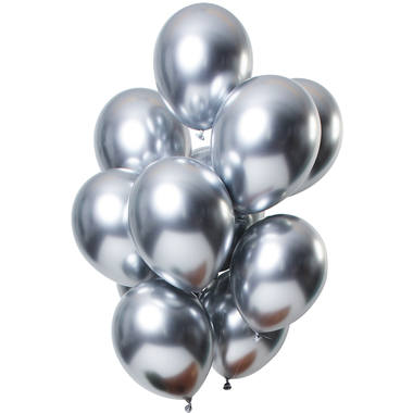 Ballons Effet Miroir Argent 33cm - 12 pièces 