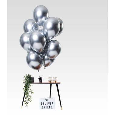 Ballons Effet Miroir Argent 33cm - 12 pièces 