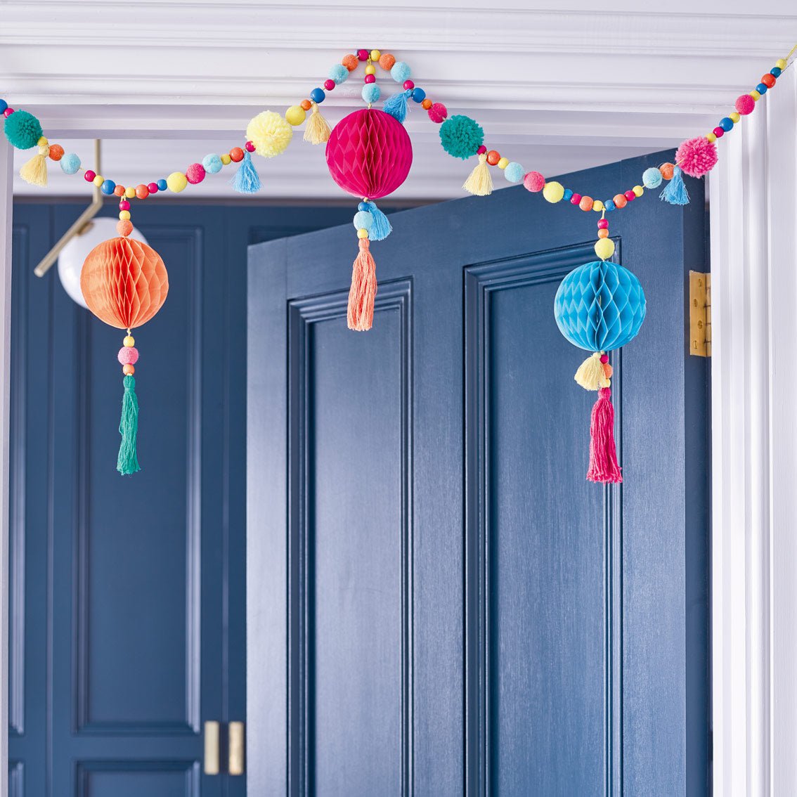 Colourful Pom Pom Garland with Tassel