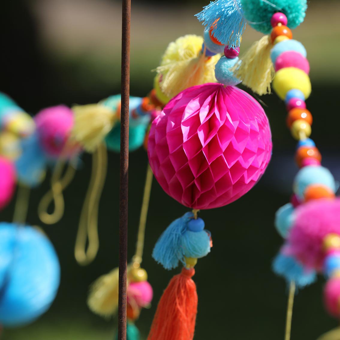 Colourful Pom Pom Garland with Tassel