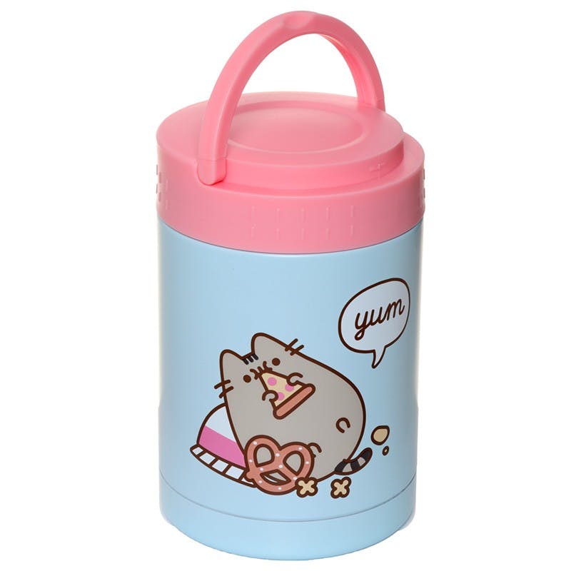 PUSHEEN THE CAT FOODIE REUSABLE STAINLESS HOT & COLD THERMAL INSULATED LUNCH POT / SNACK POT 500ML