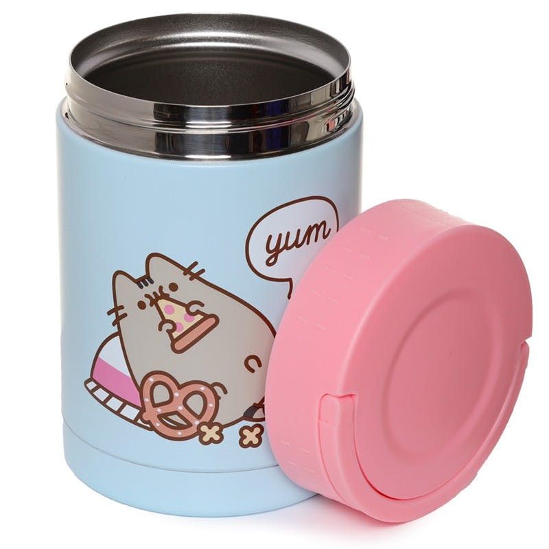 PUSHEEN THE CAT FOODIE REUSABLE STAINLESS HOT & COLD THERMAL INSULATED LUNCH POT / SNACK POT 500ML