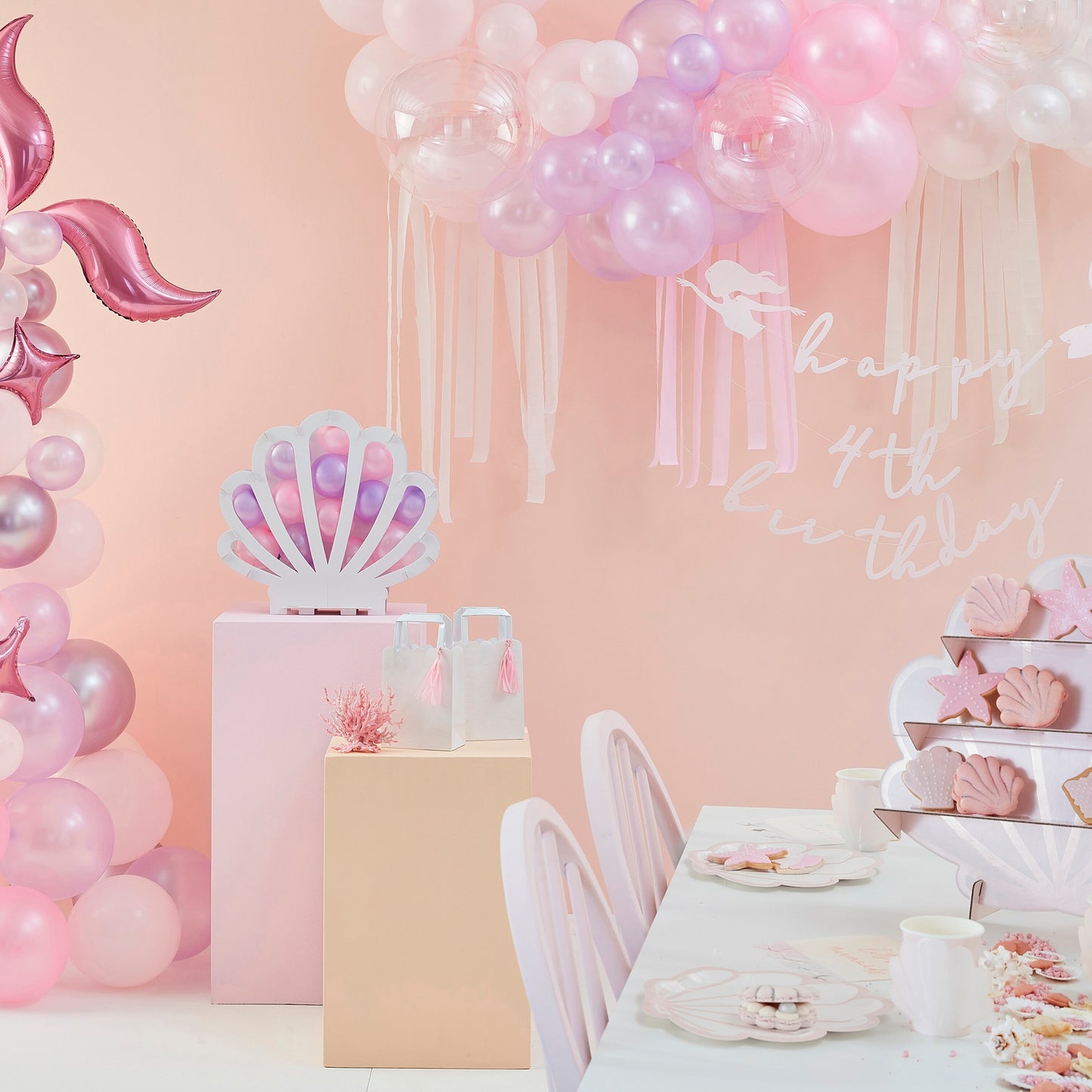 Pearlised Pink & Shell Confetti Balloon Bundle