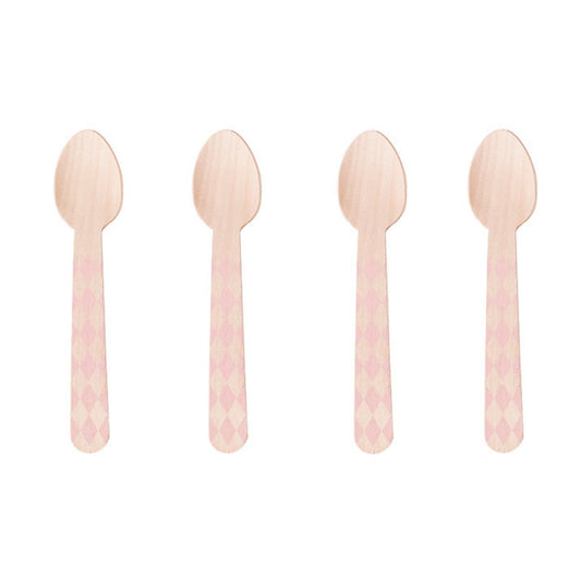 8 Wooden spoons Losanges - Light pink