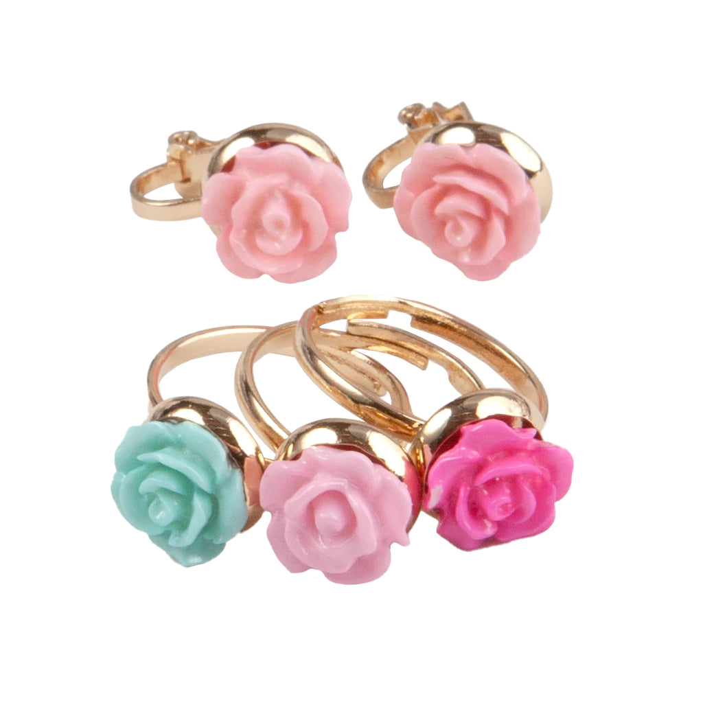 Boutique Rose Rings & Earring Set