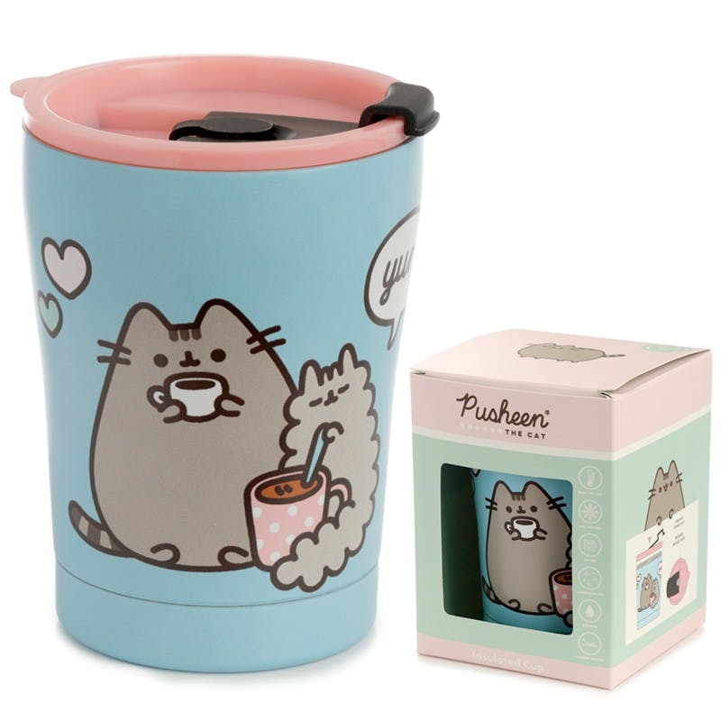 PUSHEEN FOODIE CAT RÉUTILISABLE INOXYDABLE CHAUD ET FROID THERMIQUE ISOLÉ ALIMENTATION ET BOISSON TASSE 300ML 