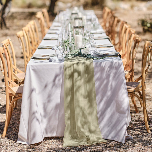 Chemin de table en tissu sauge 