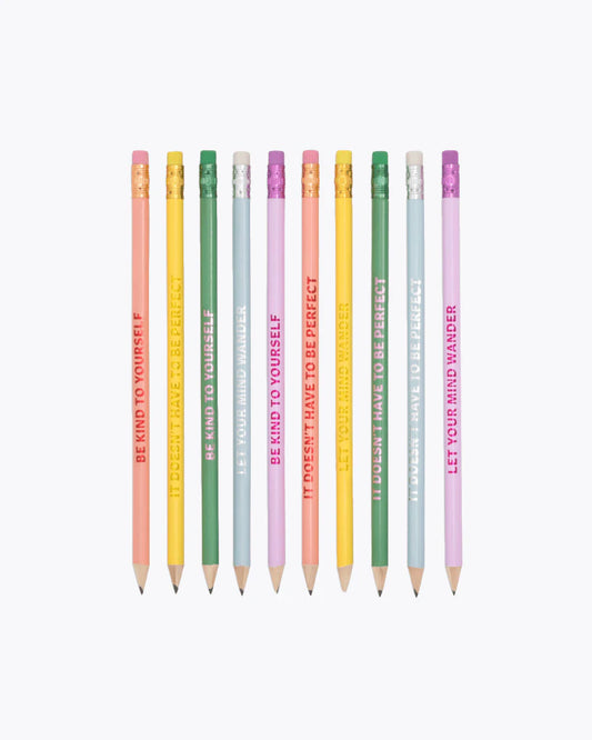 Self care wooden pencil set