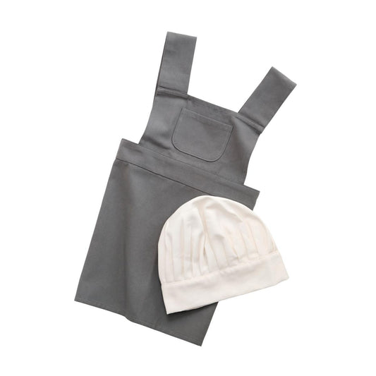 Apron and hat set, elephant grey/classic white