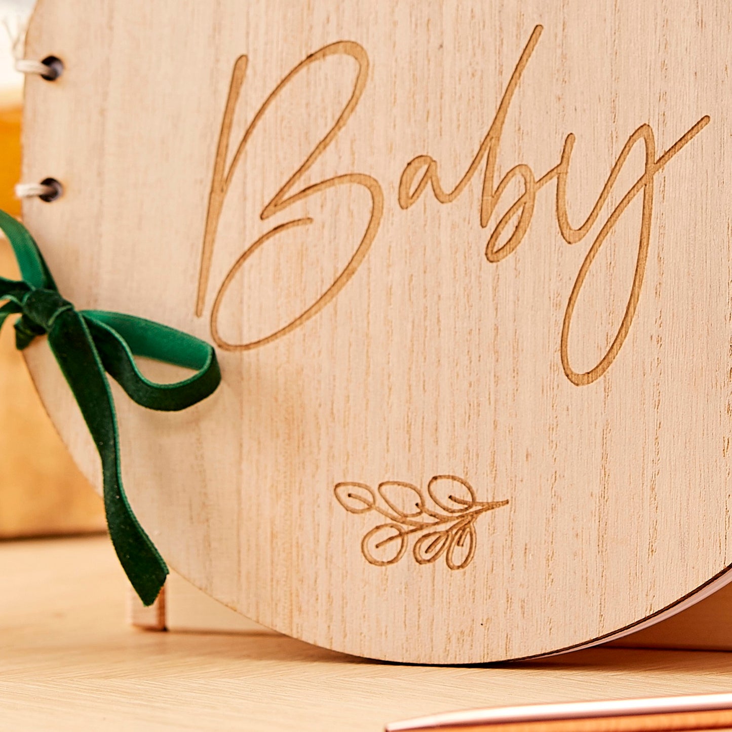 Wooden Hey Baby Shower Guest Book