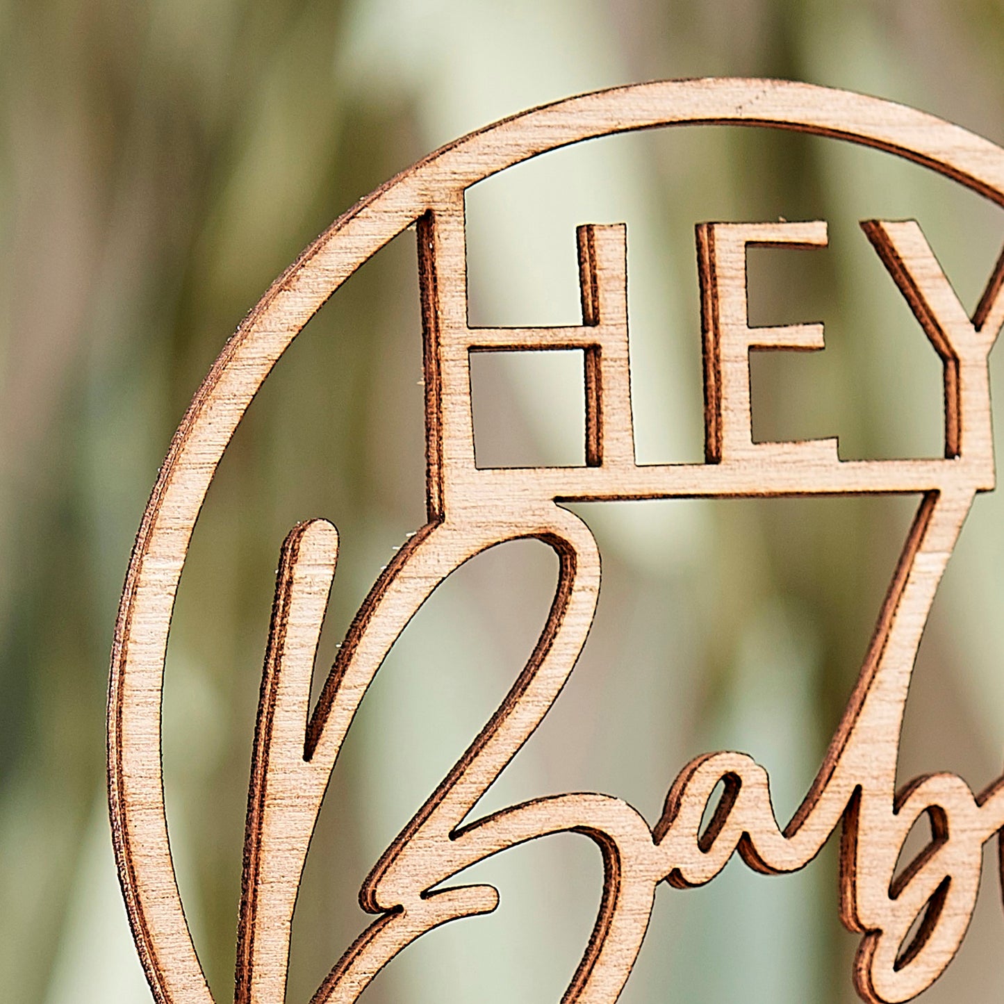 Wooden Hey Baby Shower Cake Topper