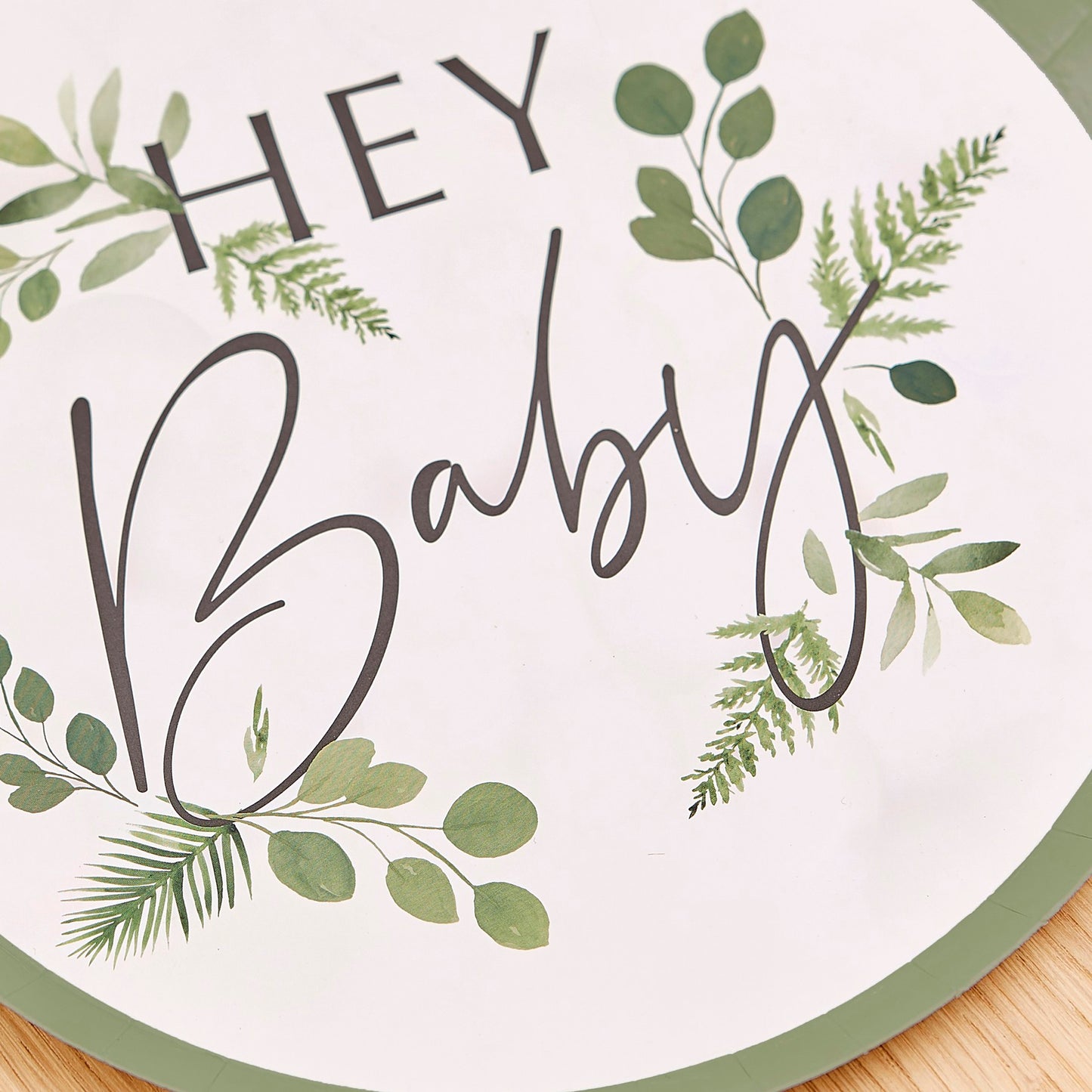 Botanical Hey Baby Shower Plates