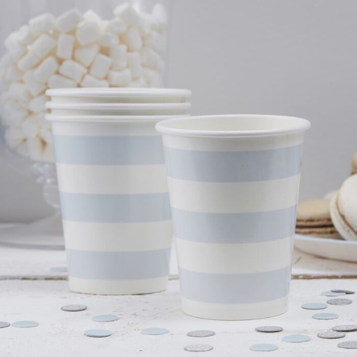 BABY BLUE STRIPE PAPER CUPS - PASTEL PERFECTION