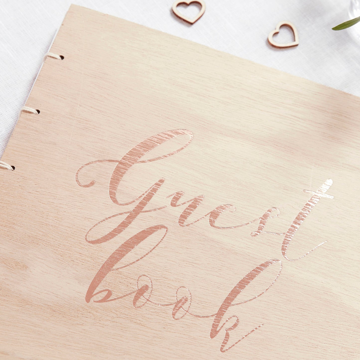 Rose Gold Wooden Wedding Guest Book