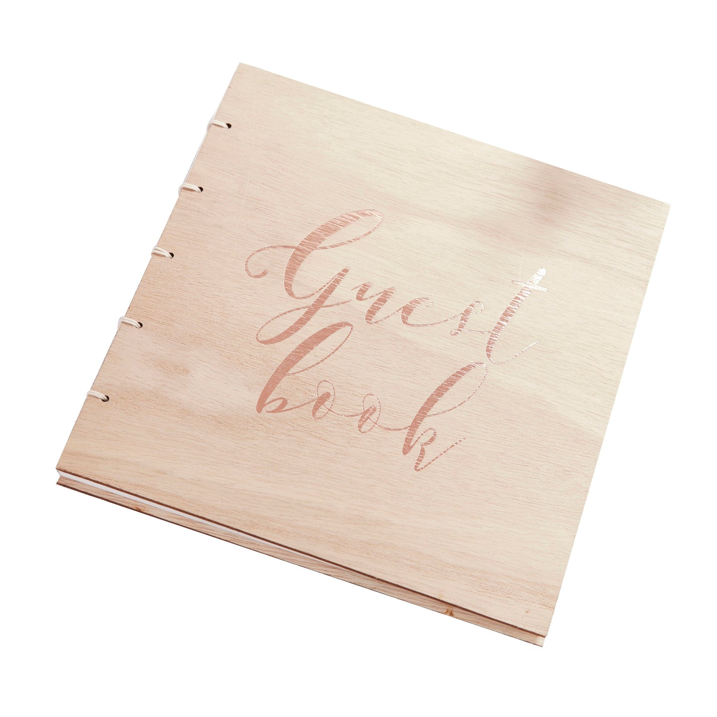 Rose Gold Wooden Wedding Guest Book