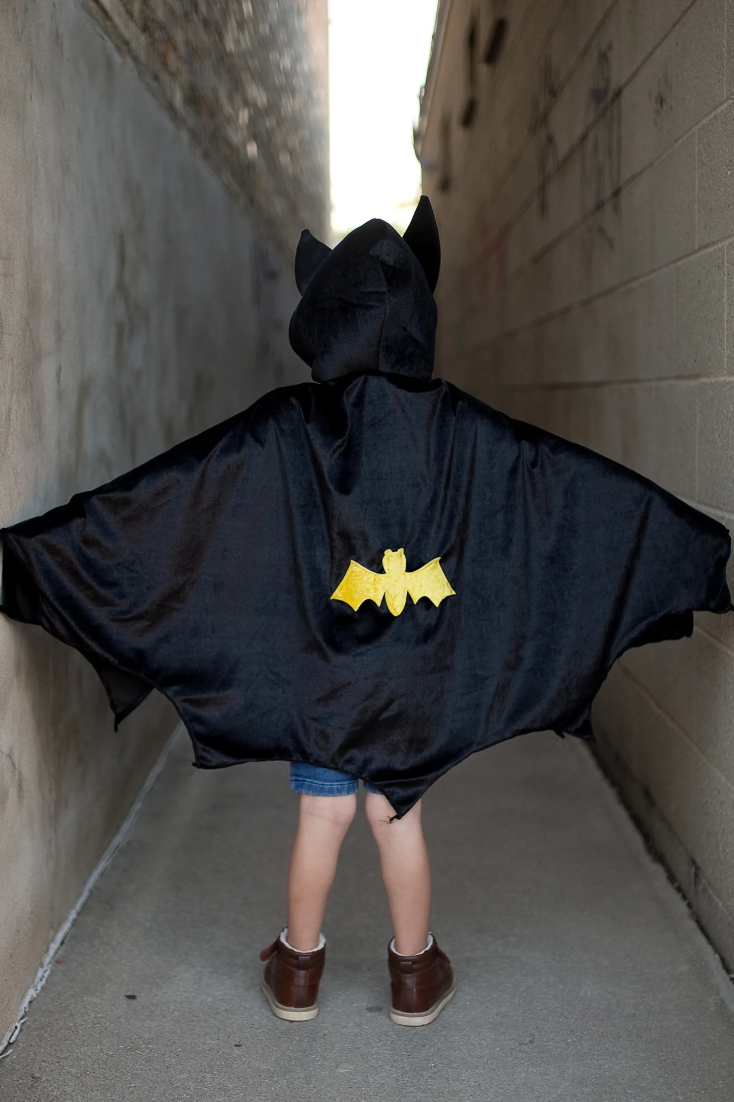 Black Bat Cape With Hood 5-5