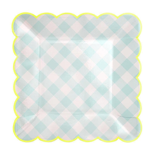 Blue Gingham Large Plates