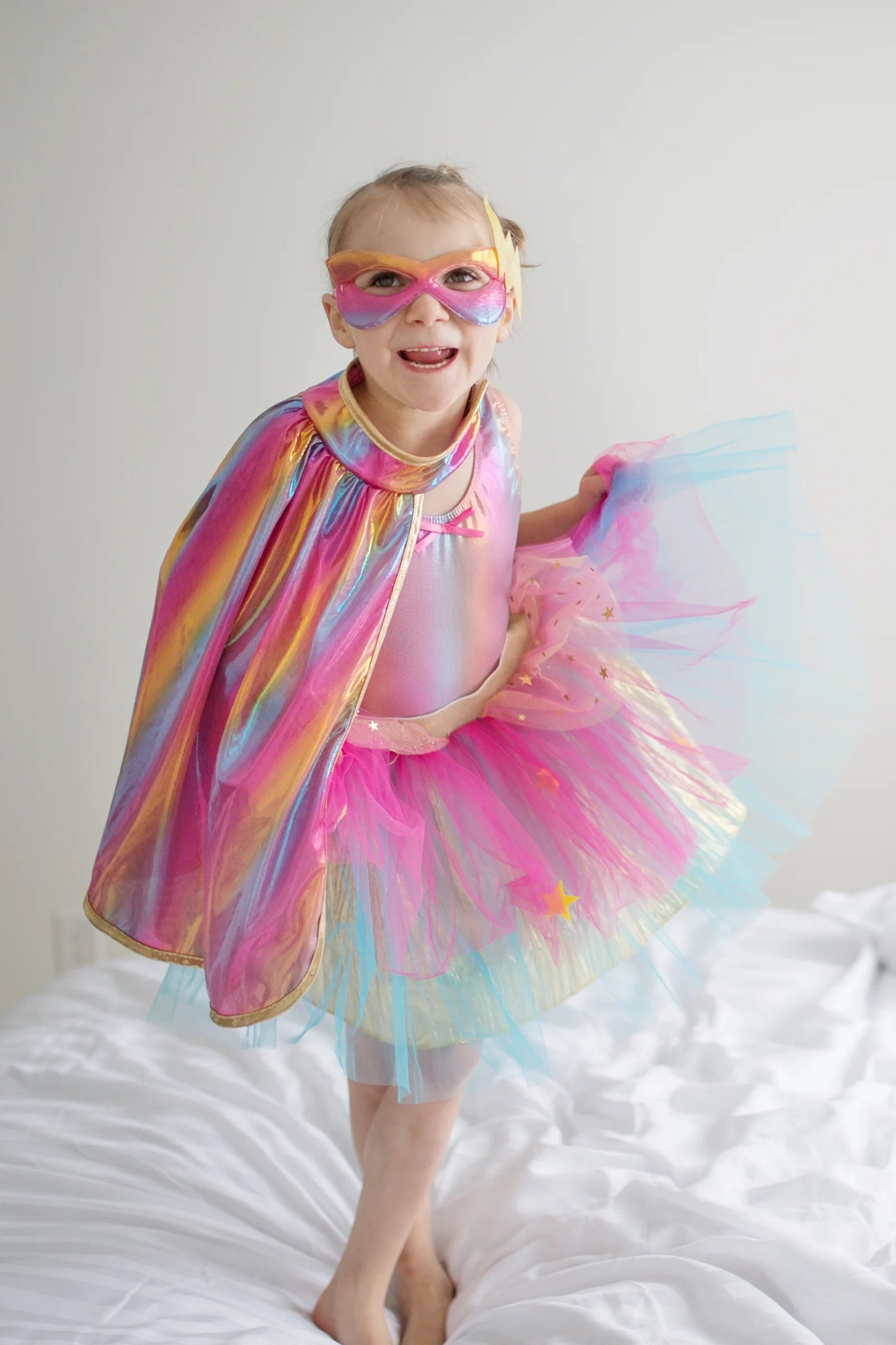 Copy of Super-Duper Tutu Cape and Mask  pink / gold 4 - 6 yrs