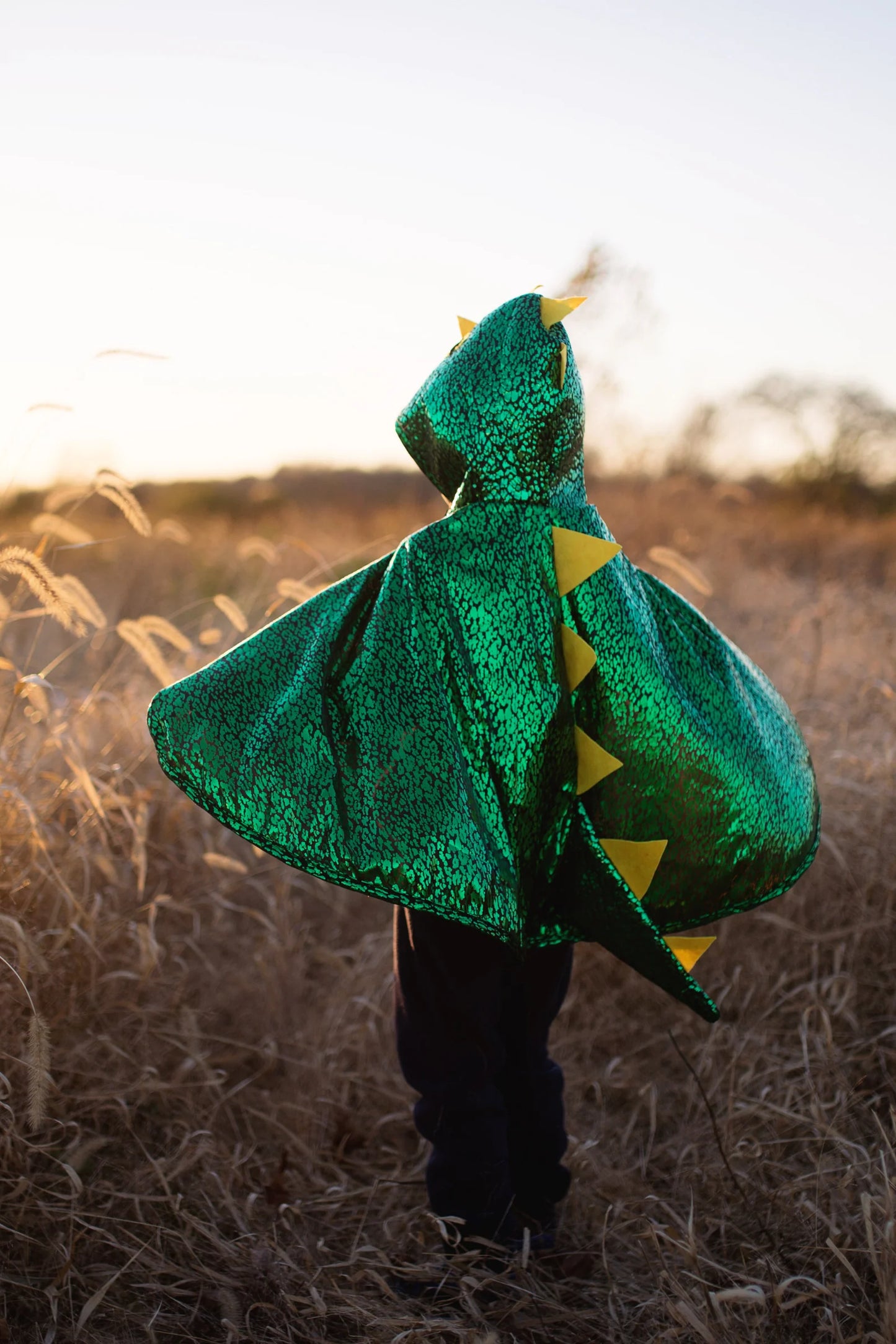 Dragon Toddler Cape, Green Metallic 2 - 3 T