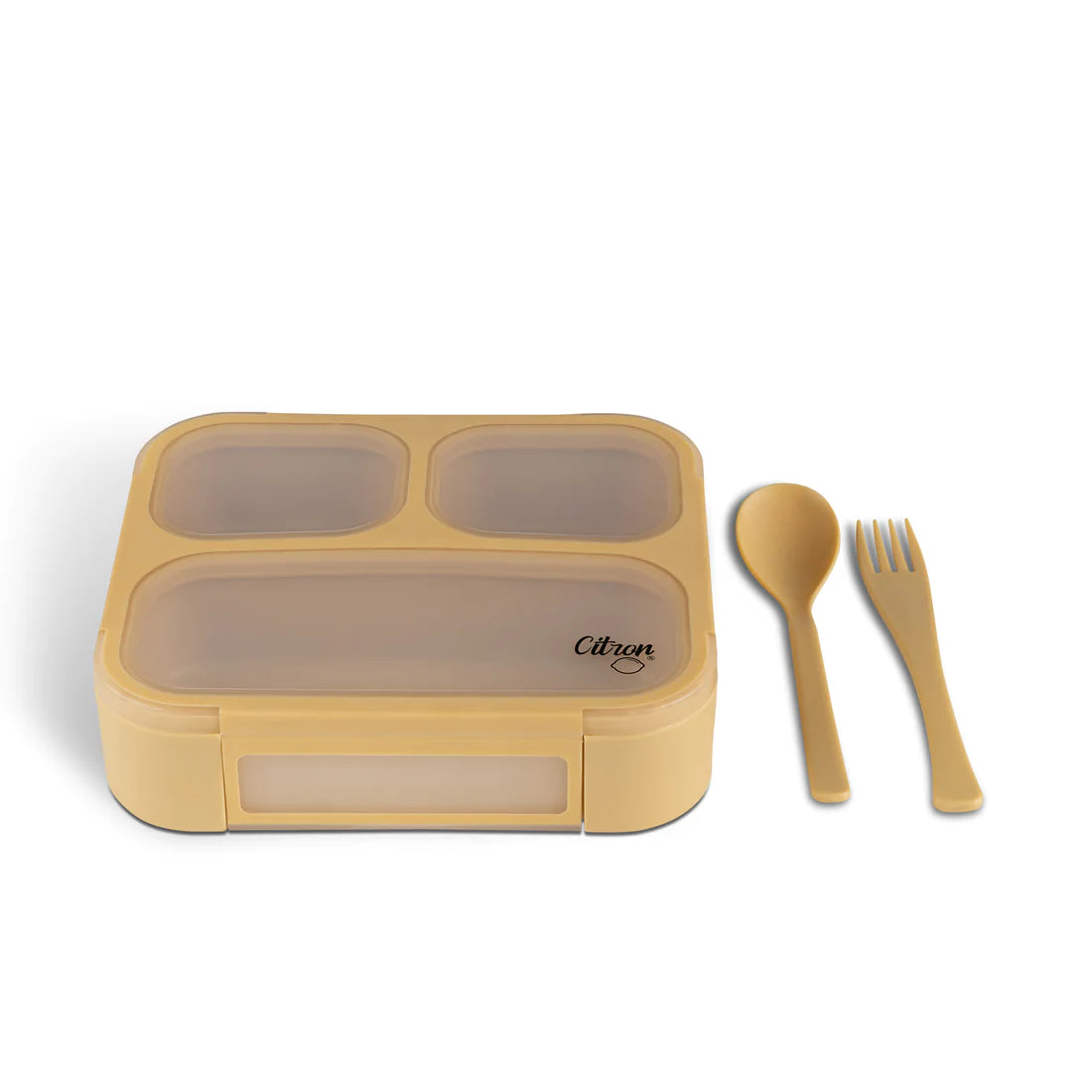 Lunch Box with Fork and Spoon - Yellow