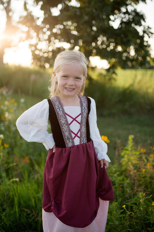 Copy of Pretty Peasant Dress, Pink 7-8 yrs